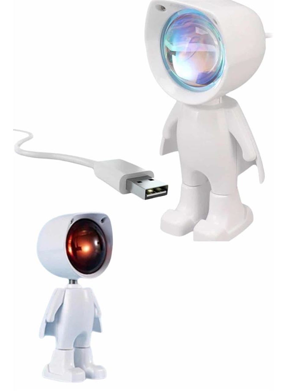 Gün Batımı Lambası Işık Arka Plan Projektör Sevimli Astronot Enerji Tasarruflu