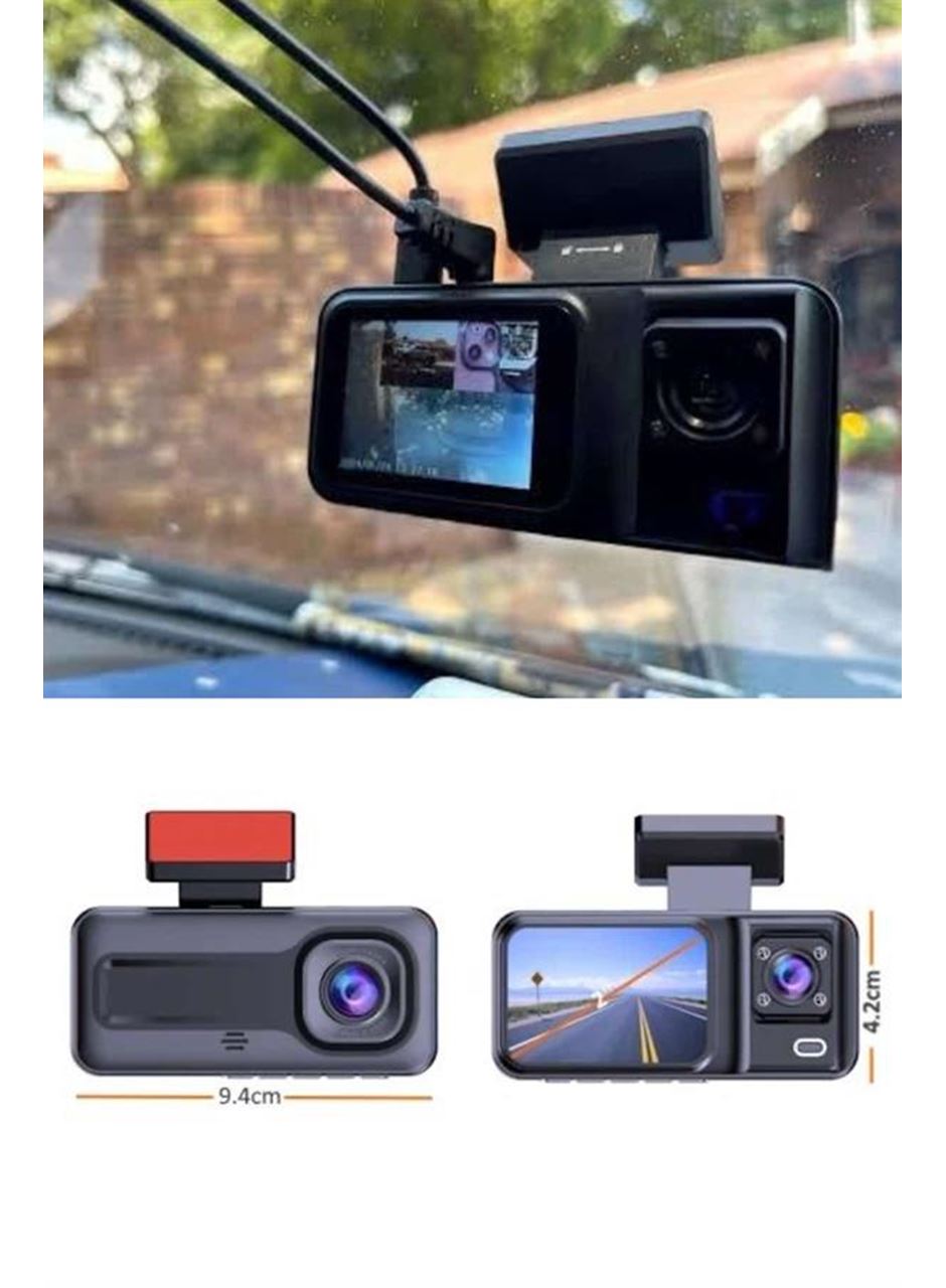 1080p Sürüş Kaydedici 2 İnç Araç Araba Ön İç Arka DVR IPS Ekran