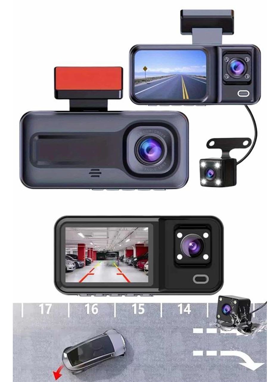 1080p Sürüş Kaydedici 2 İnç Araç Araba Ön İç Arka DVR IPS Ekran