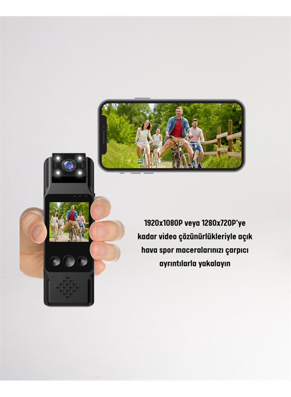WiFi Destekli Mini Kamera – 180° Dönebilen Lens, 1080P Video, TFT Ekranlı