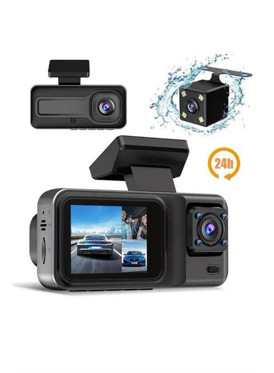 1080P 3 Lensli WİFİ Araç İçi Kameralı Ekran DVR Kaydedici Gece Görüşlü