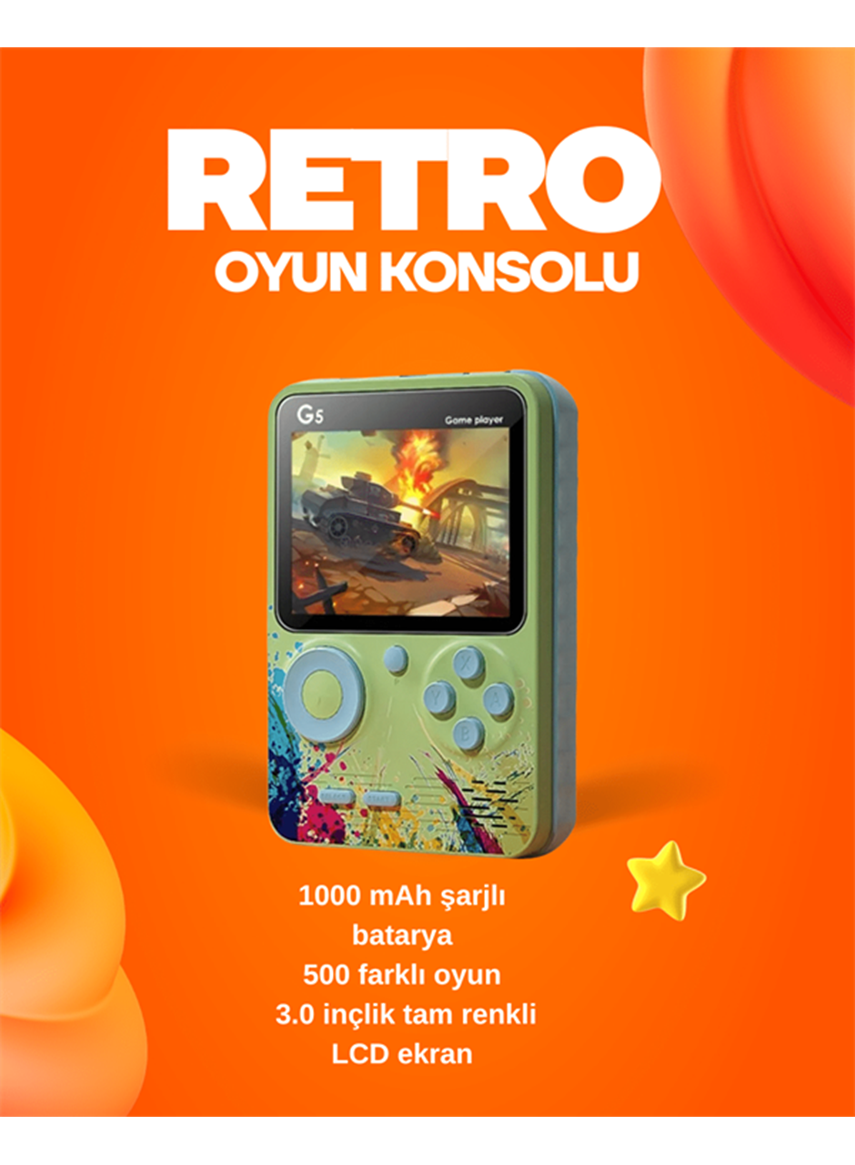 500 Oyun Hafızalı G5 Game Box – Renkli LCD Ekranlı