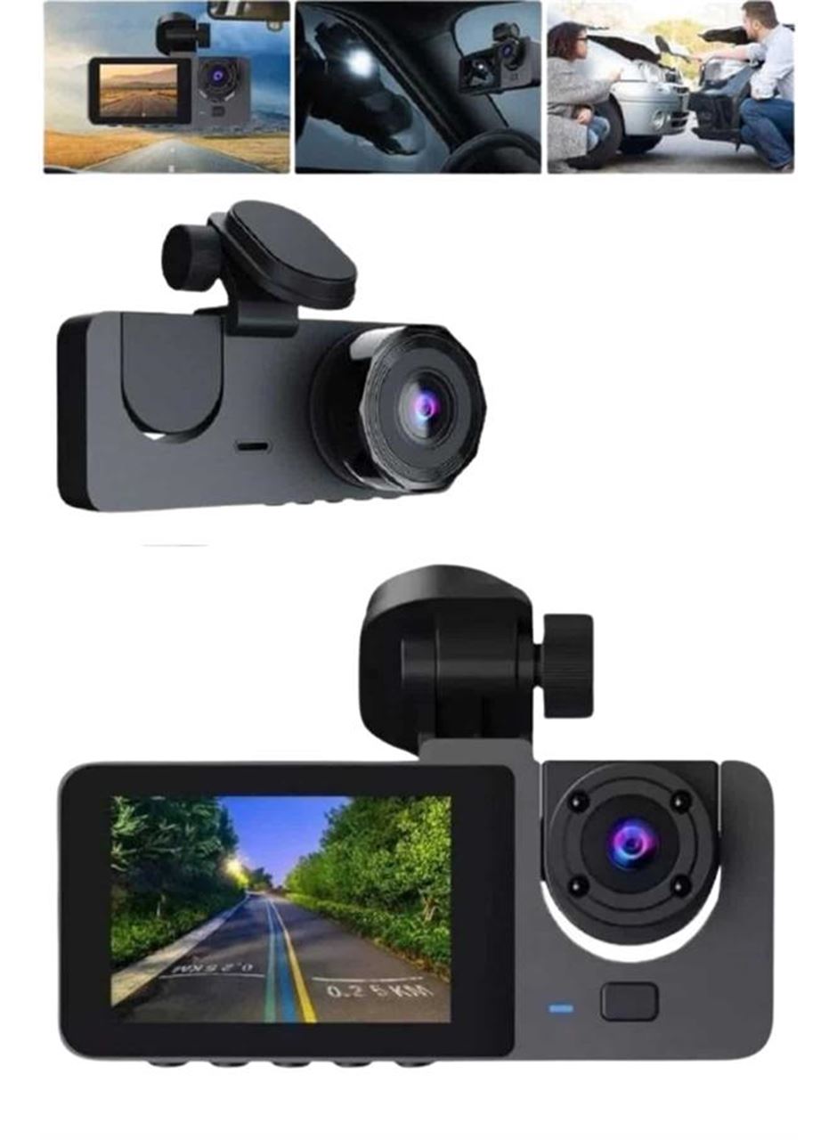 Araç İçi Dikiz Kamerası Sürüş Kaydedici 3 Lensli DVR Kamera