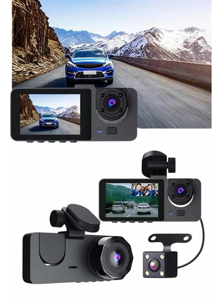 Gece Görüşlü DVR 3 Lensli Araç İçi Sürüş Kamerası Video Kaydedici