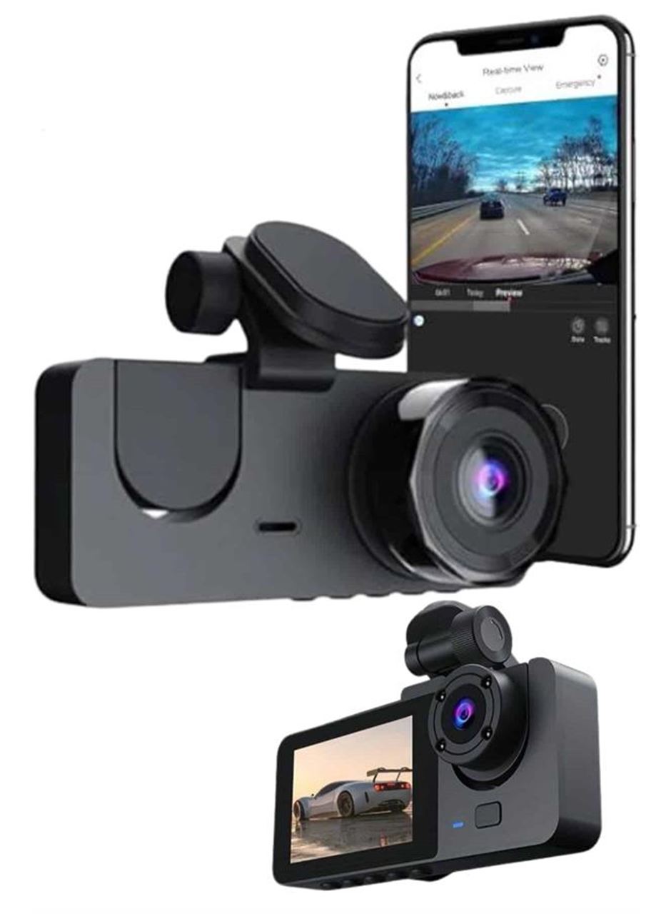 Gece Görüşlü DVR 3 Lensli Araç İçi Sürüş Kamerası Video Kaydedici