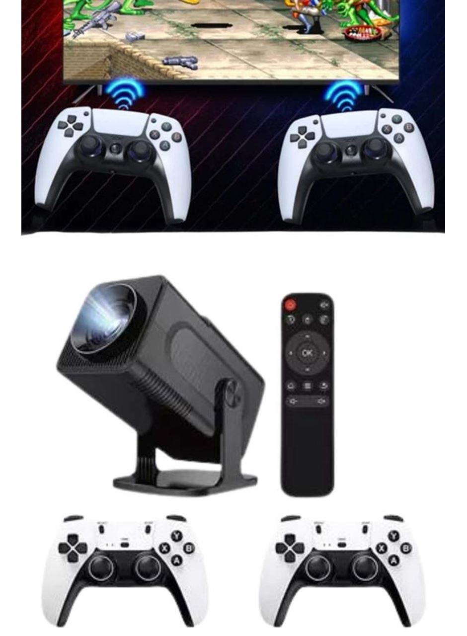 4K Android Smart Wi-fi Çift Kollu Projeksiyon Game Box Kumandalı Taşınabilir