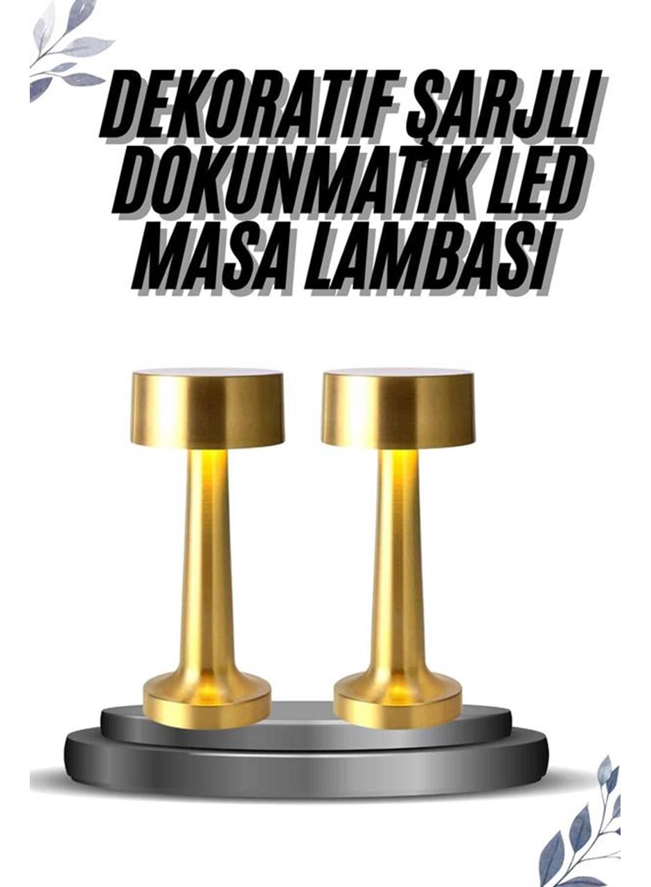 Kablosuz Renkli Masa ve Gece Lambası Altın Rengi Dokunmatik Led Lamba