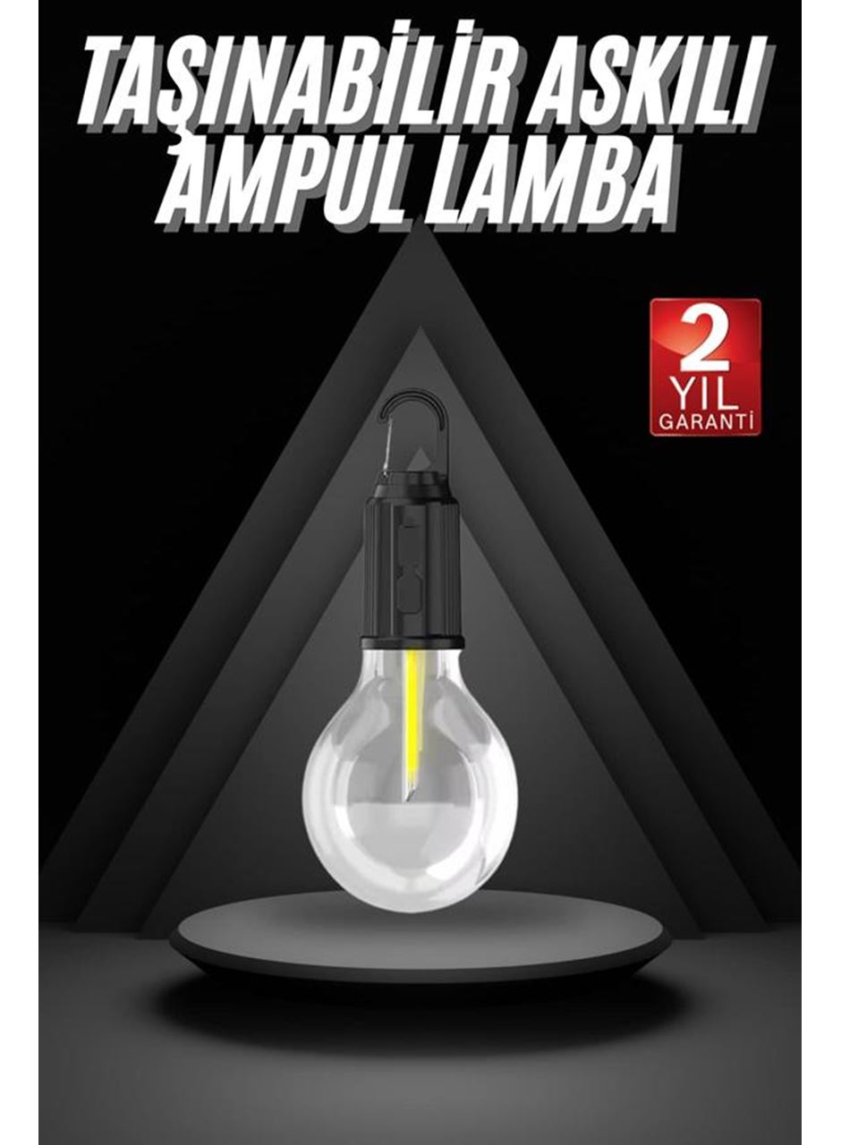 3 Farklı Mod LED'li Şarjlı Asma Kancalı Kamp Lambası Taşınabilir Ampul