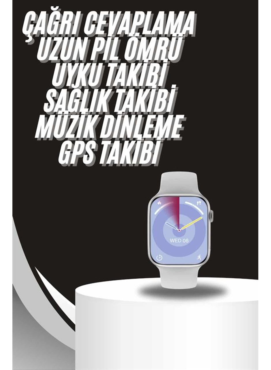 Akıllı Saat Gümüş Kasa Bluetooth Kulaklık Hediyeli Çok Fonksiyonlu İkili Set