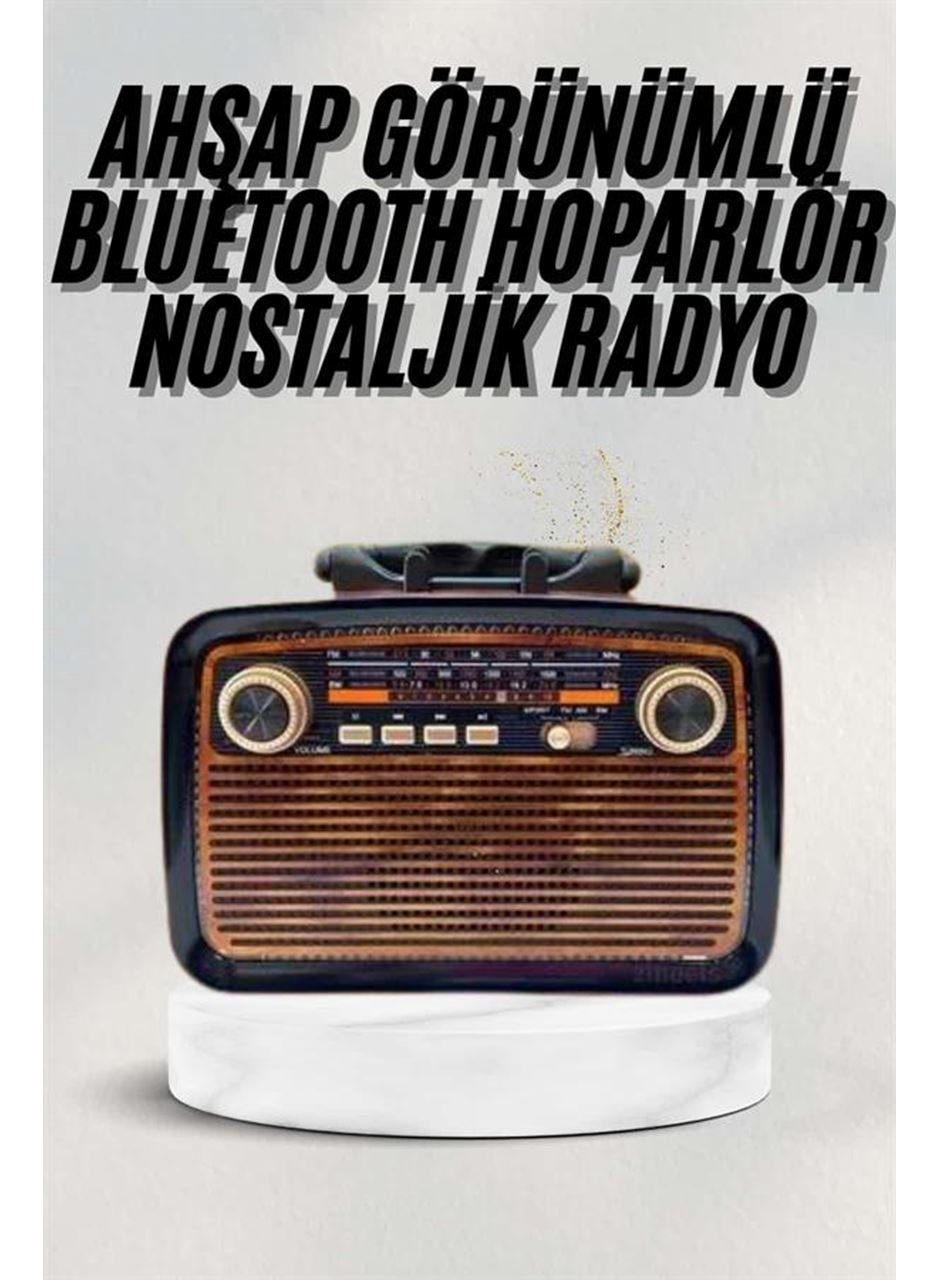 Bluetooth Hoparlör Ahşap Renk Vintage Işıklı Nostaljik Radyo Fm Ahşap Görünümlü