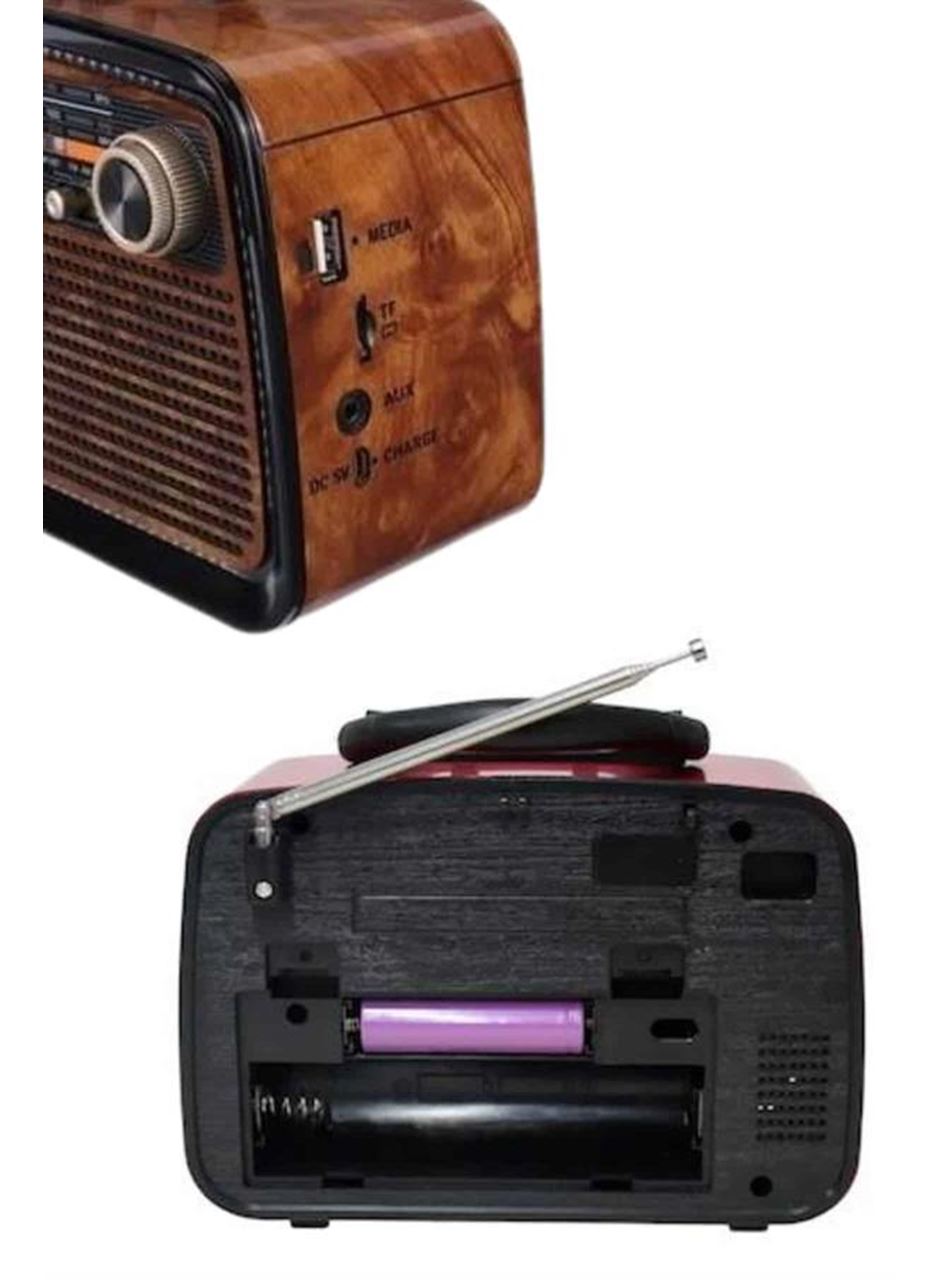 Bluetooth Hoparlör Ahşap Renk Vintage Işıklı Nostaljik Radyo Fm Ahşap Görünümlü