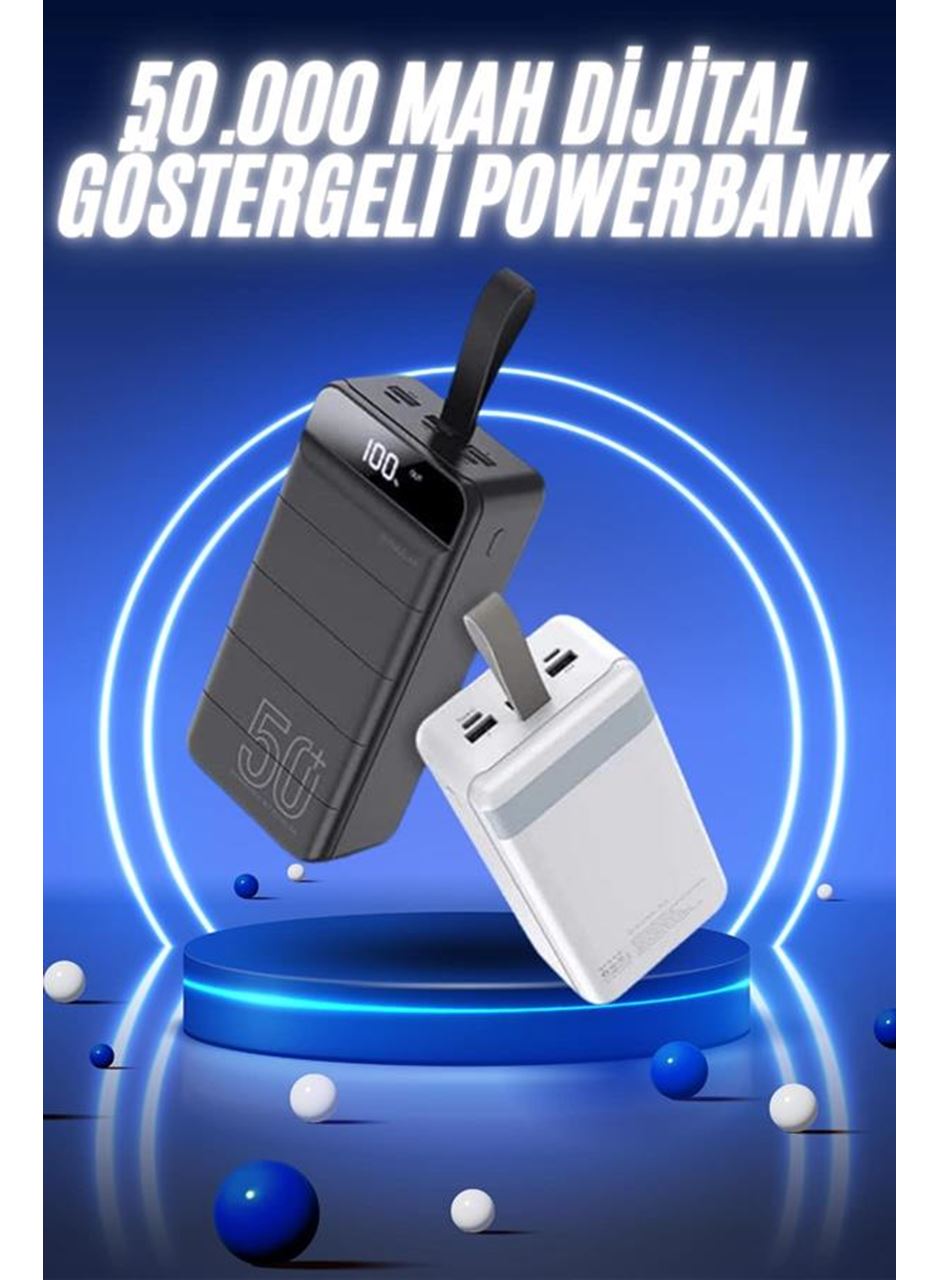50.000 Mah Powerbank Turbo Hızlı Led Göstergeli Android İOS Uyumlu Taşınabilir Askılı