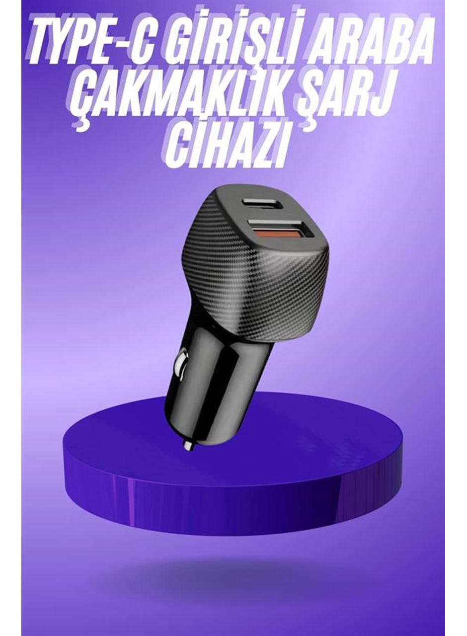 38W USB Type-C Girişli Oto Çakmaklık Araç İçi Hızlı Şarj Çakmaklık Şarj Aleti