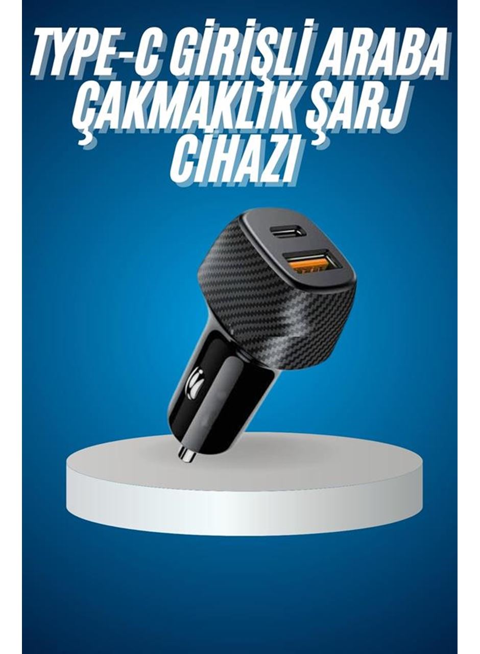 Araç İçi Hızlı Şarj Soketi 38W Oto Çakmaklık Type-C Araba Çakmaklık