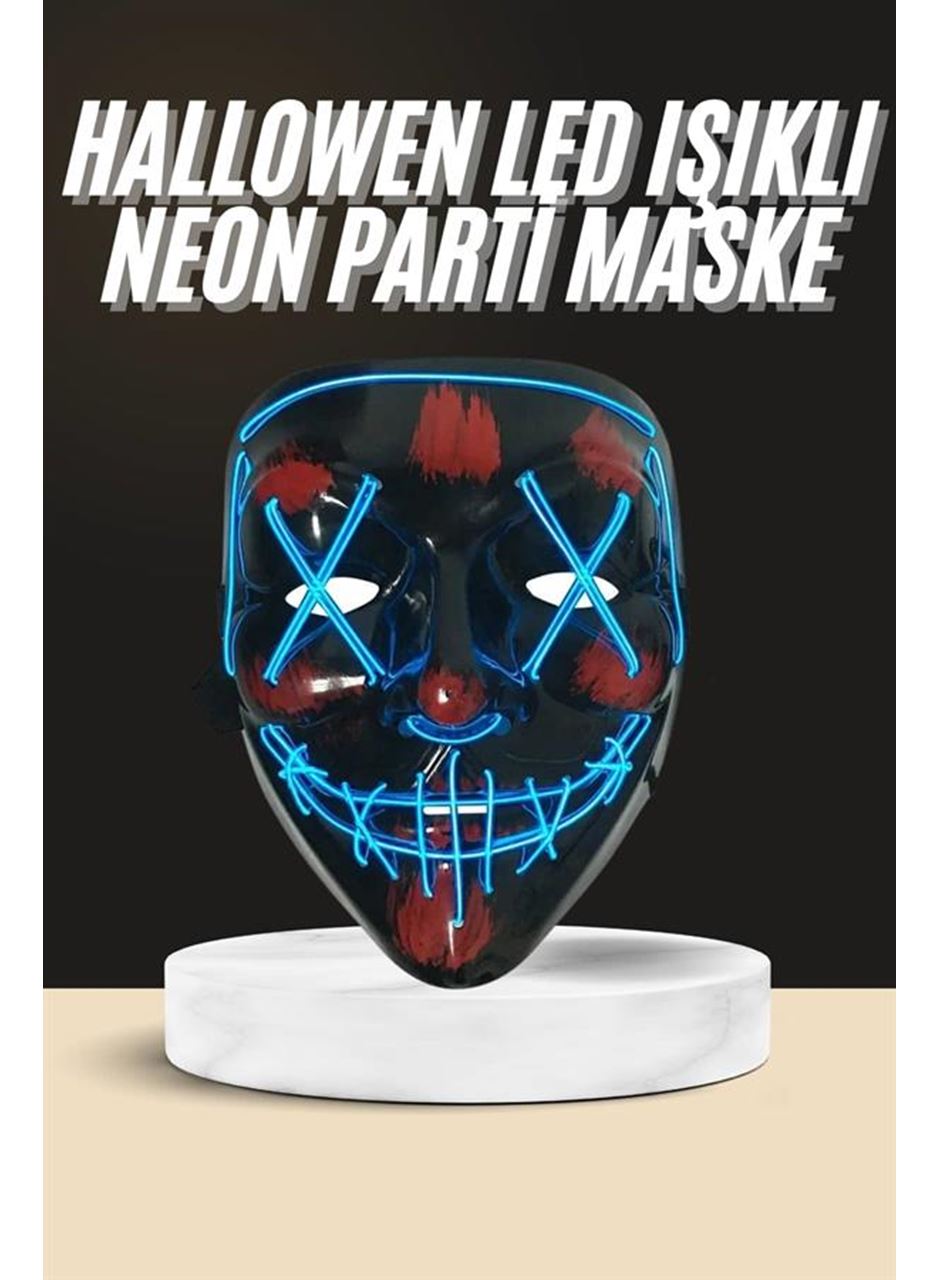 Işıklı Led Maske Parti Eğlence Maskesi Hallowen Neon Maske