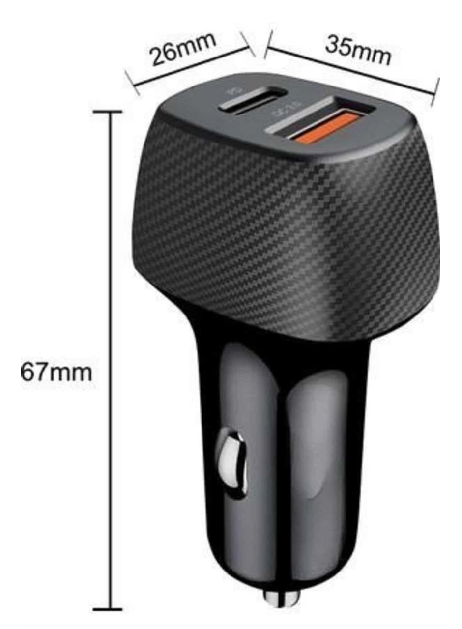 Araç İçi Hızlı Şarj Soketi 38W Oto Çakmaklık Type-C Araba Çakmaklık