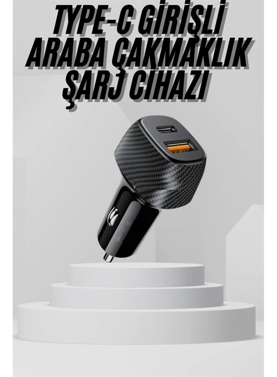 Araç İçi Şarj Cihazı 38W Güç Kapasiteli Type-C Girişli Araba Çakmaklık