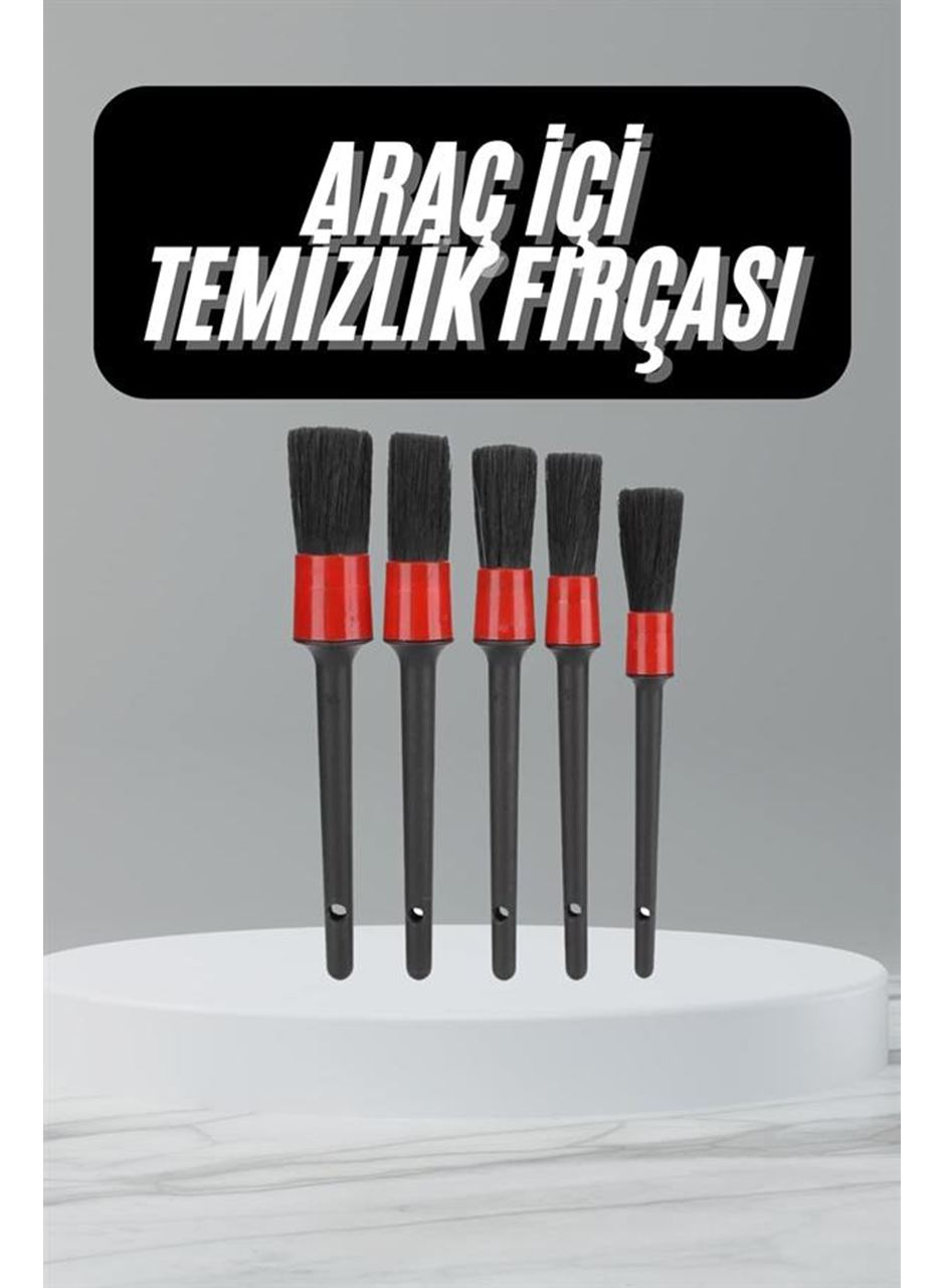 5 Adet Oto Detaylı Temizleyici Araç İçi Temizlik Fırça Seti Koltuk Döşeme Kapı Toz Alma Fırçası