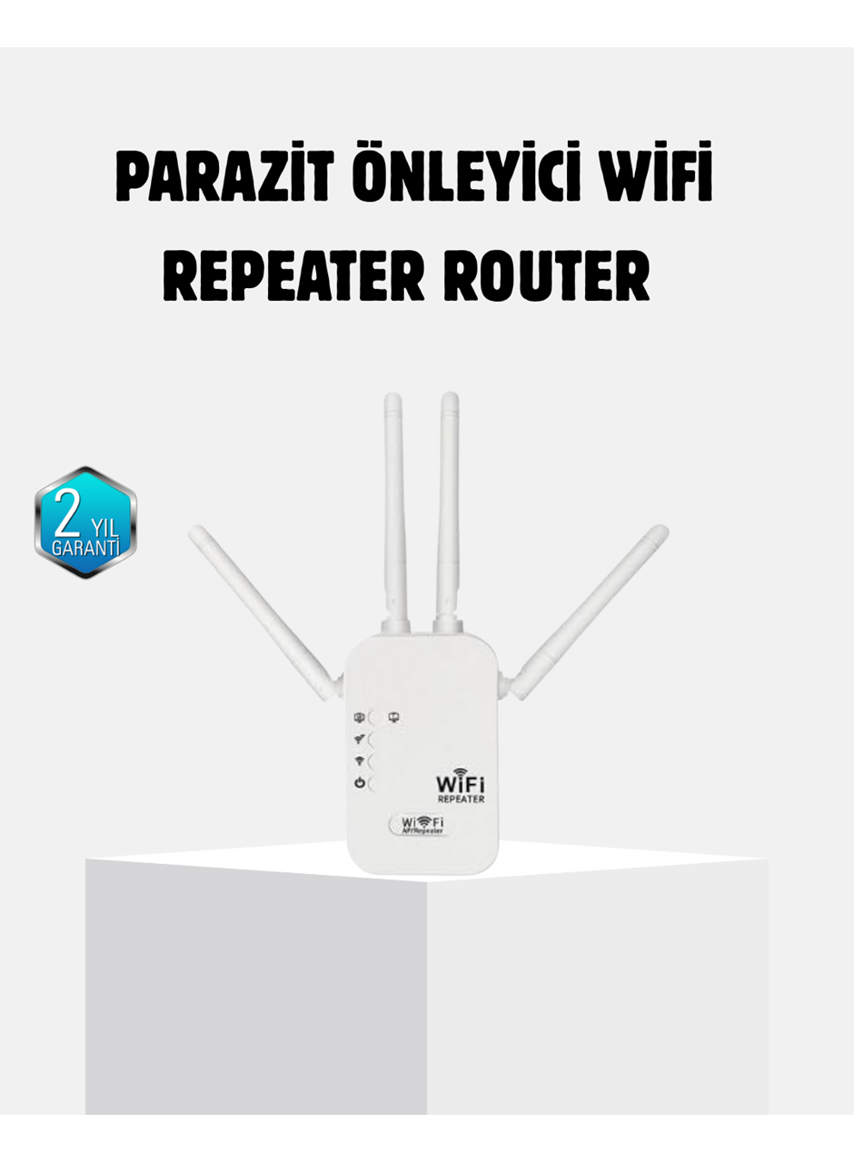 Antenli WiFi Repeater 300m2 Kapsama Alanı WPA3 Güvenlikli