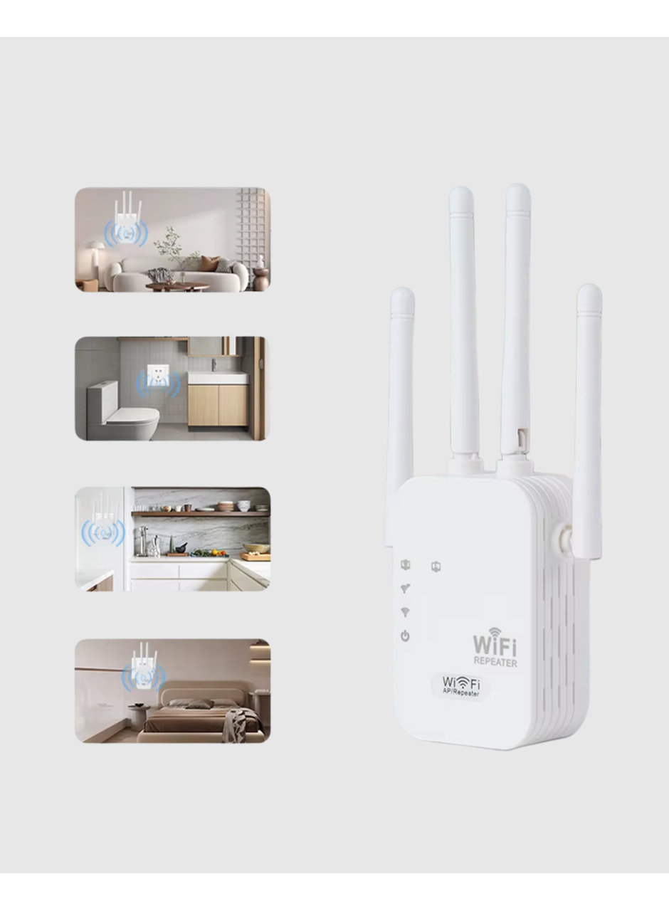 Antenli WiFi Repeater 300m2 Kapsama Alanı WPA3 Güvenlikli