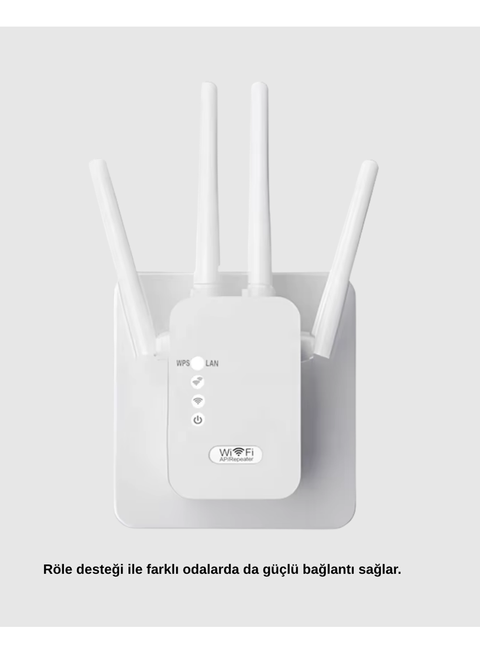 300Mbps WiFi Menzil Genişletici 4 Antenli WPA3 Güvenlikli Priz Tipi Repeater