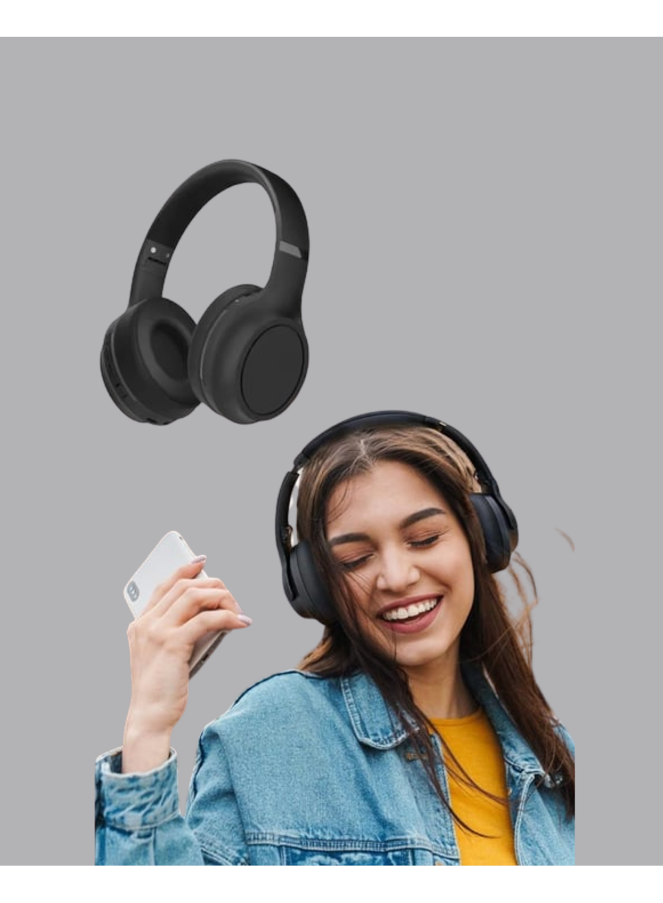 Bluetooth 5.0 Siyah Kablosuz Kulaklık 18 Saat Batarya Katlanabilir Tasarım