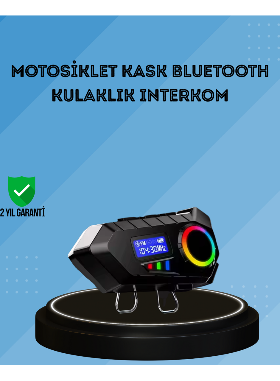 500mAh Bataryalı Bluetooth 5.4  İnterkom LED Ekranlı FM Destekli