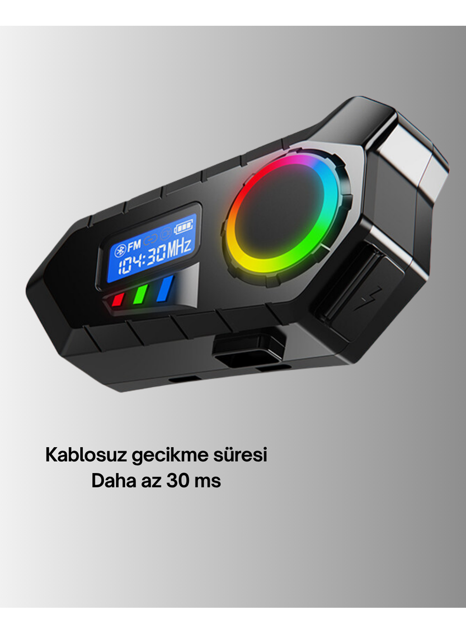 500mAh Bataryalı Bluetooth 5.4  İnterkom LED Ekranlı FM Destekli