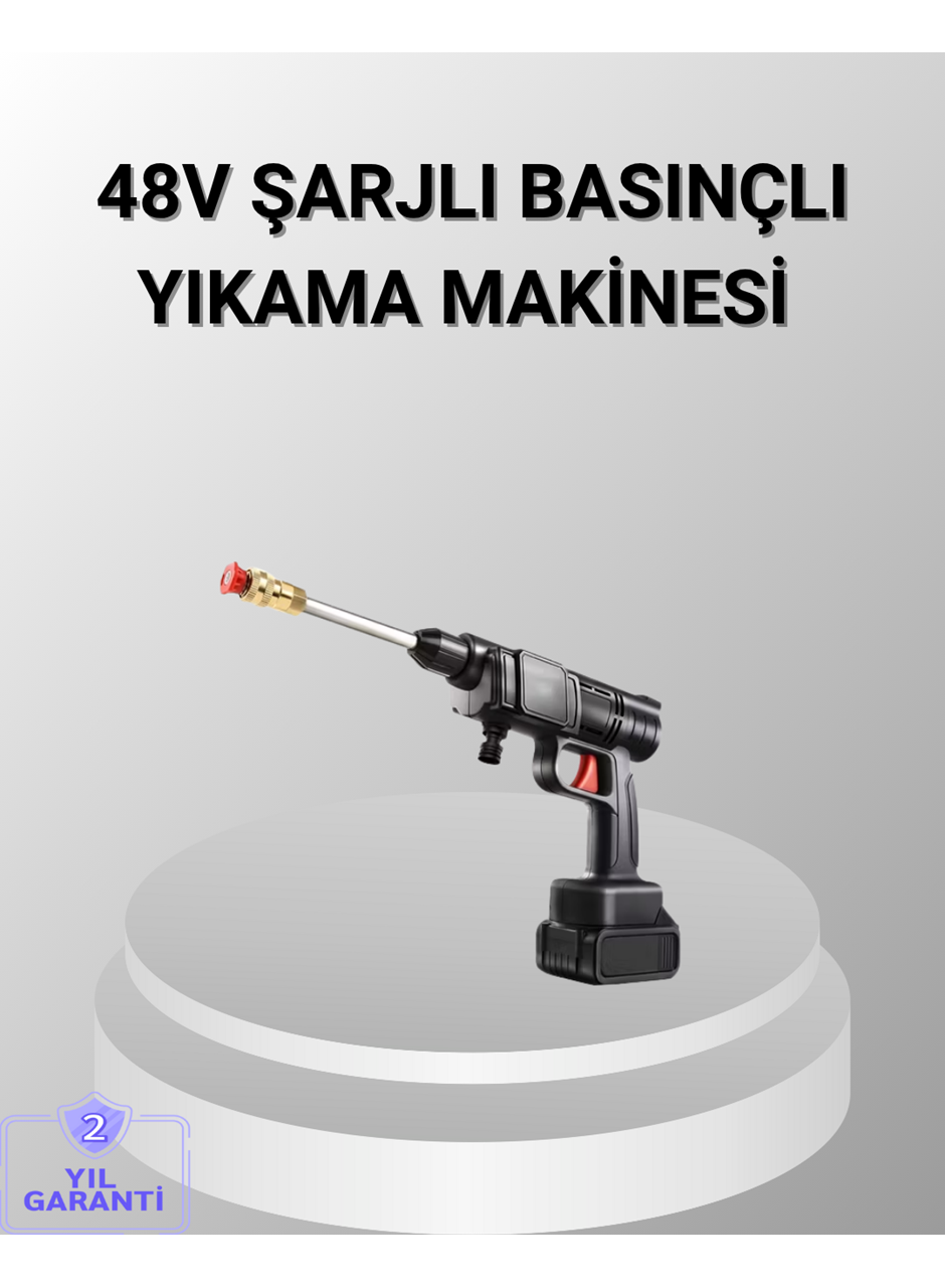 48V Kablosuz Yıkama Makinesi – 2 Pil, Köpük Tankı ve Ayarlanabilir
