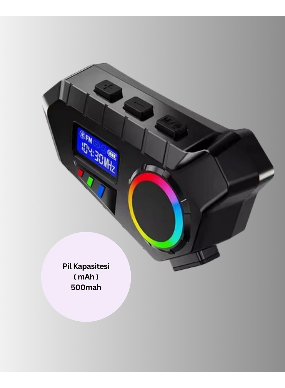 Suya Dayanıklı Bluetooth  İnterkom 5.4 Hoparlör 500mAh Batarya ve FM Radyo Özellikli