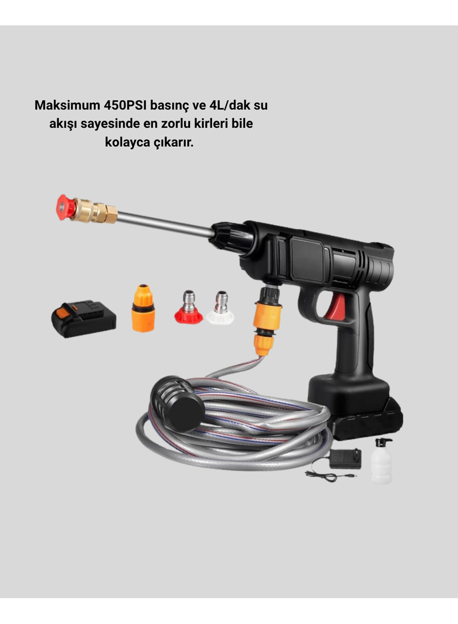 Kablosuz Basınçlı Yıkama Makinesi – 48V Güçlü Motor, 2 Pil ve Köpük Hazneli
