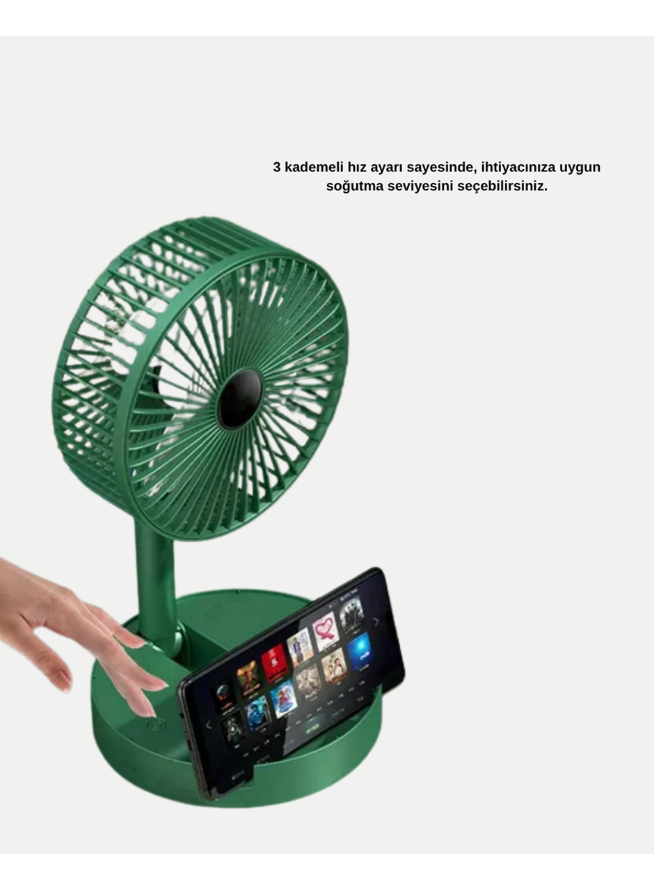 Katlanabilir Şarjlı Mini Fan 3 Kademeli Hız Ayarlı Taşınabilir