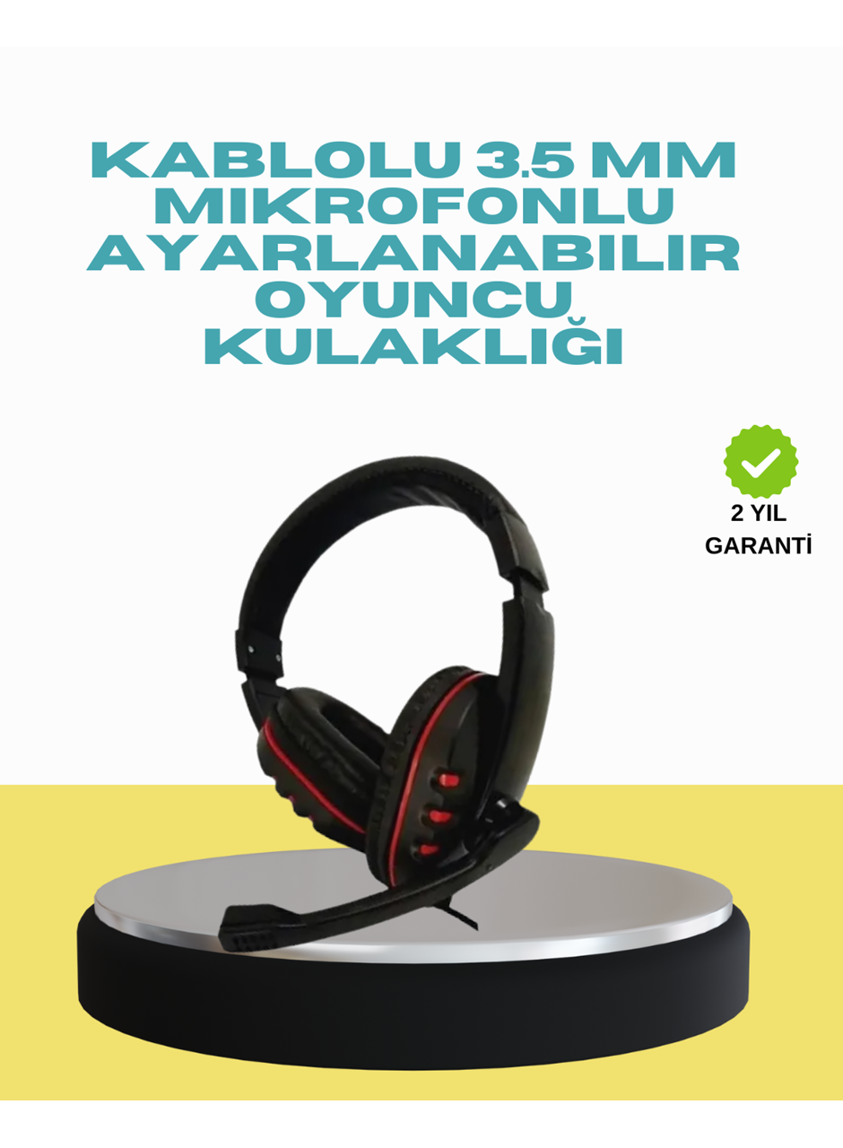 Kırmızı Işıklı Oyuncu Kulaklığı Kablolu Mikrofonlu Profesyonel