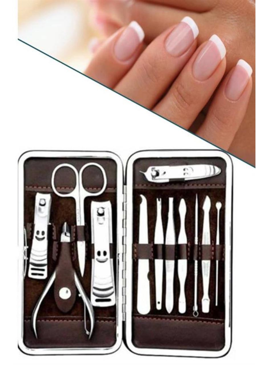 Tırnak Bakım Seti Tırnak Düzeltme Batık 12 Parça Çanta Tipi Manikür Pedikür