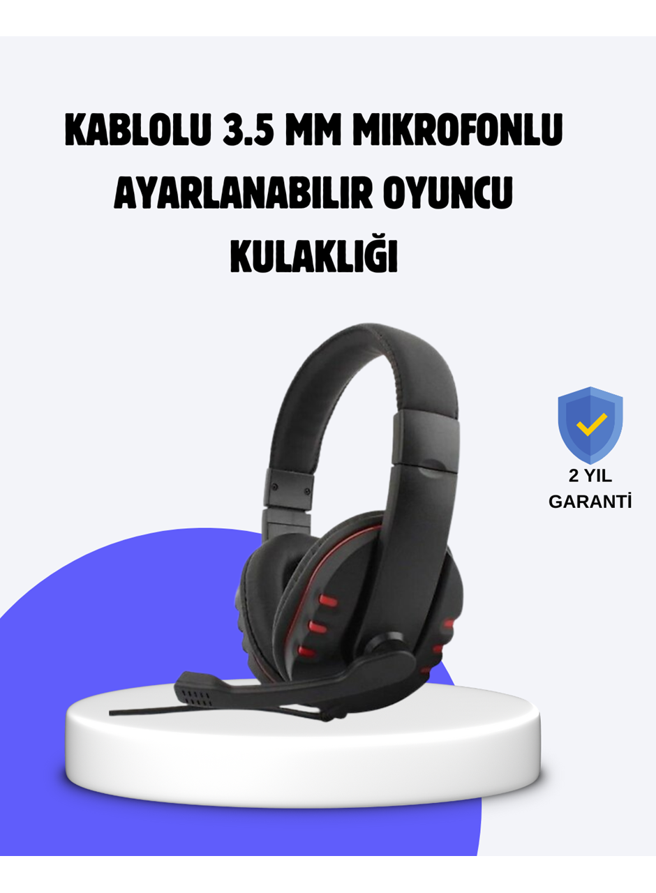 Kırmızı Oyuncu Kulaklığı Mikrofonlu Ayarlanabilir Konforlu Tasarımlı