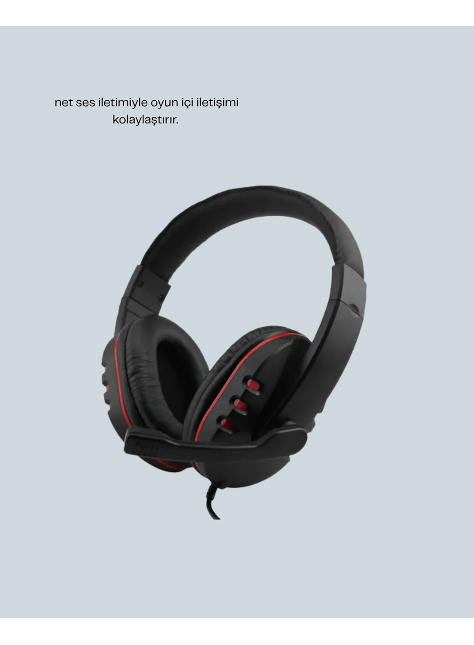 Stereo Kırmızı Gaming Kulaklığı Yumuşak Pedli Mikrofonlu