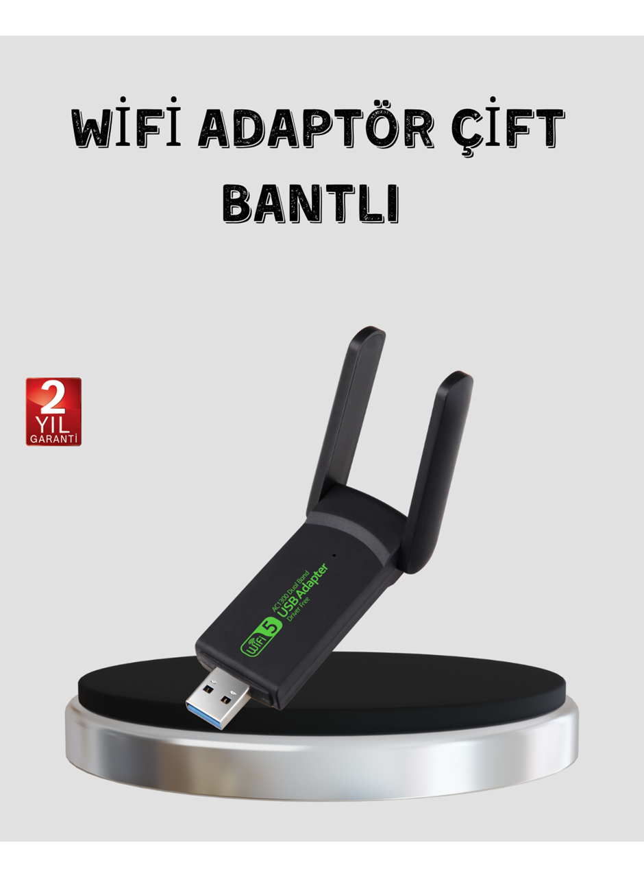 1200 Mbps Dual Band WiFi Adaptör – 5.8G & 2.4G Çift Antenli