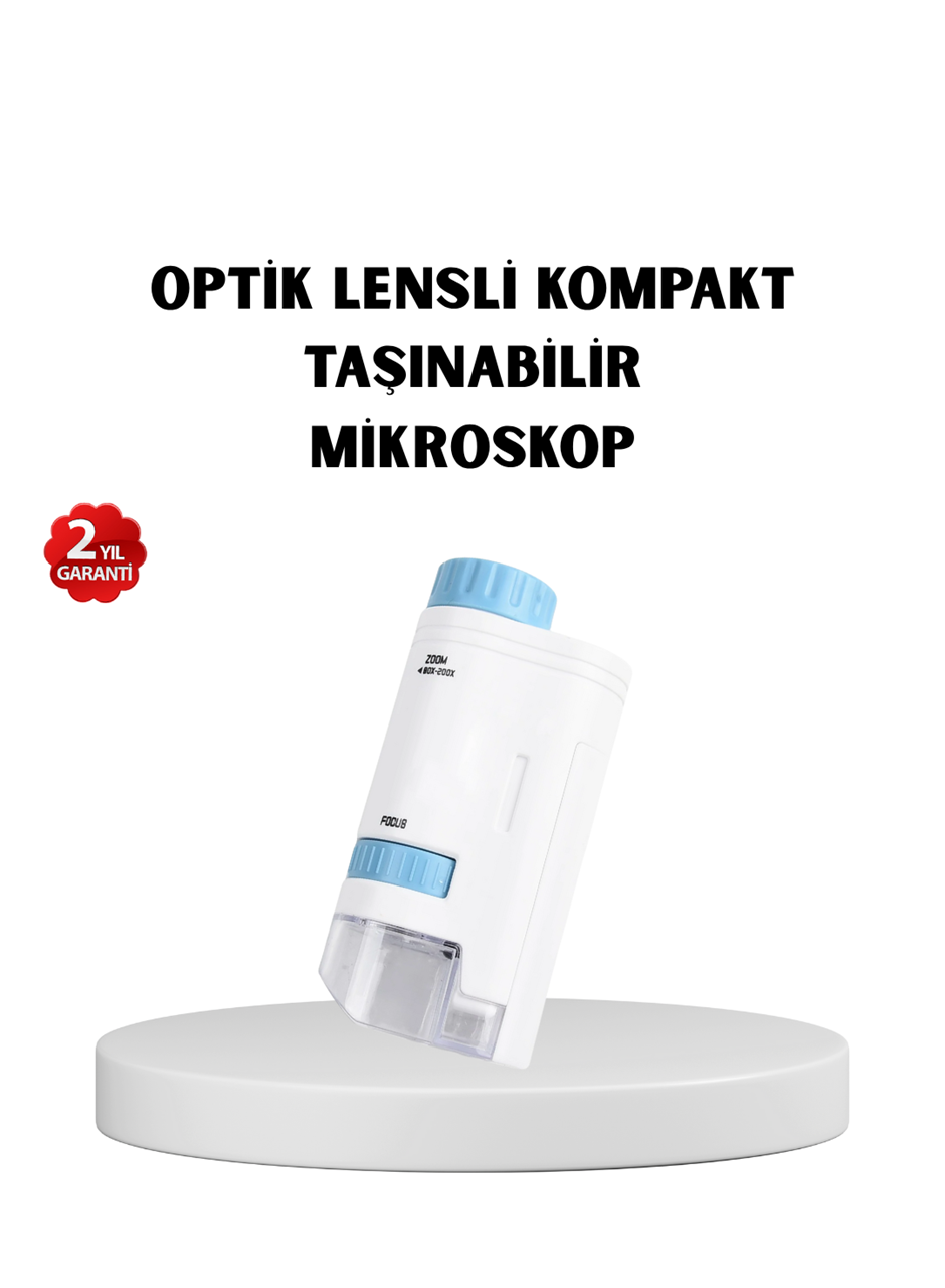 LED Işıklı Mikroskop 80X–200X Zoom Eğitici Bilim Seti ve Taşınabilir