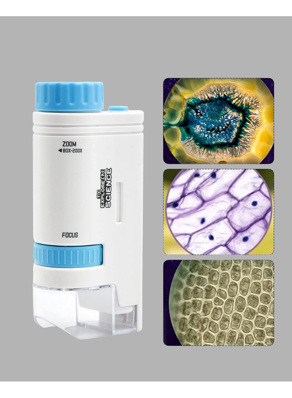 LED Işıklı Mikroskop 80X–200X Zoom Eğitici Bilim Seti ve Taşınabilir
