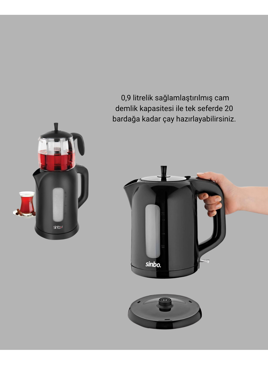 Çaycı Cam Demlikli 1800W Güçlü ve Sıcak Tutmalı Elektrikli Çay Makinesi