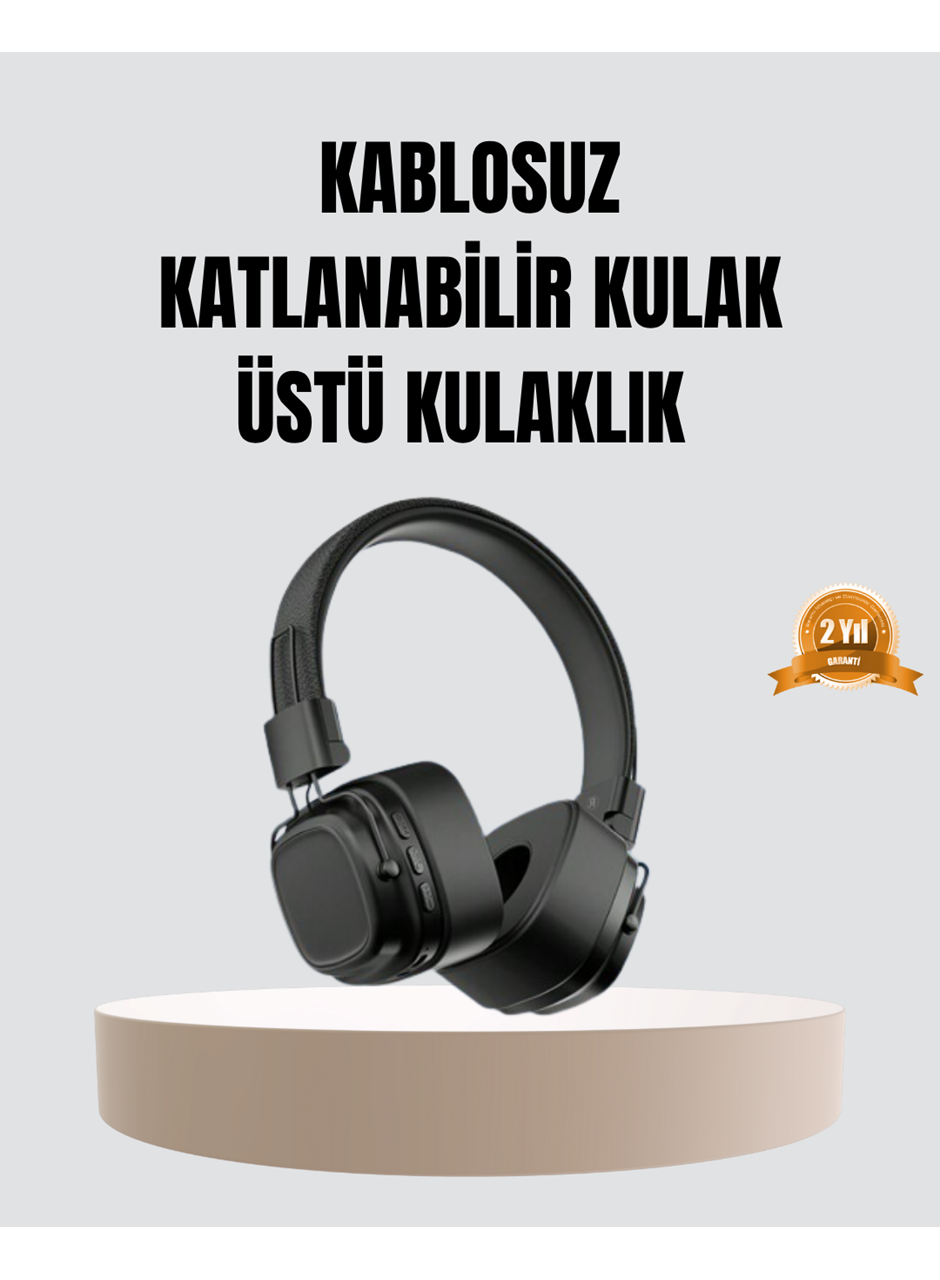 Bluetooth Kablosuz Kulak Üstü Kulaklık Katlanabilir Konforlu ve Şık Tasarımlı