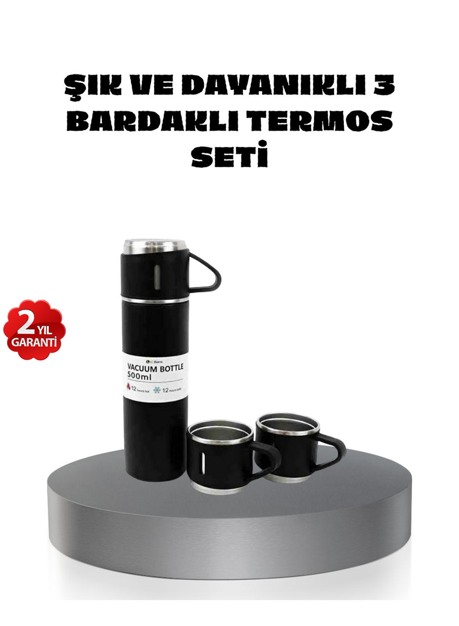 500 ml Paslanmaz Çelik Termos Seti – Sızdırmaz, Vakumlu, Isı Koruma Özellikli, Taşınabilir Termos