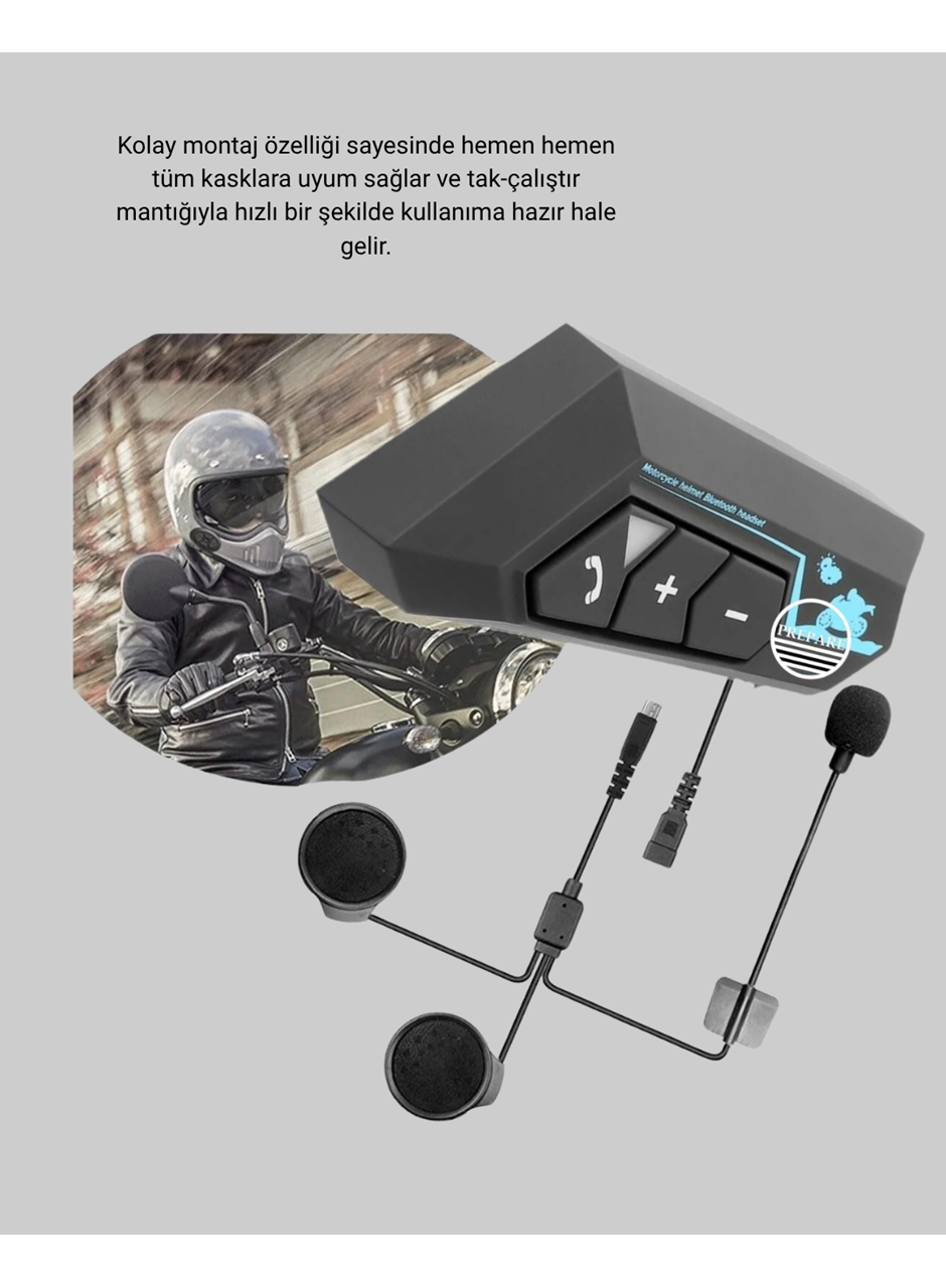 Motosiklet Kask Kulaklığı Bluetooth 5.0 Gürültü Önleme ve Hızlı Bağlantı