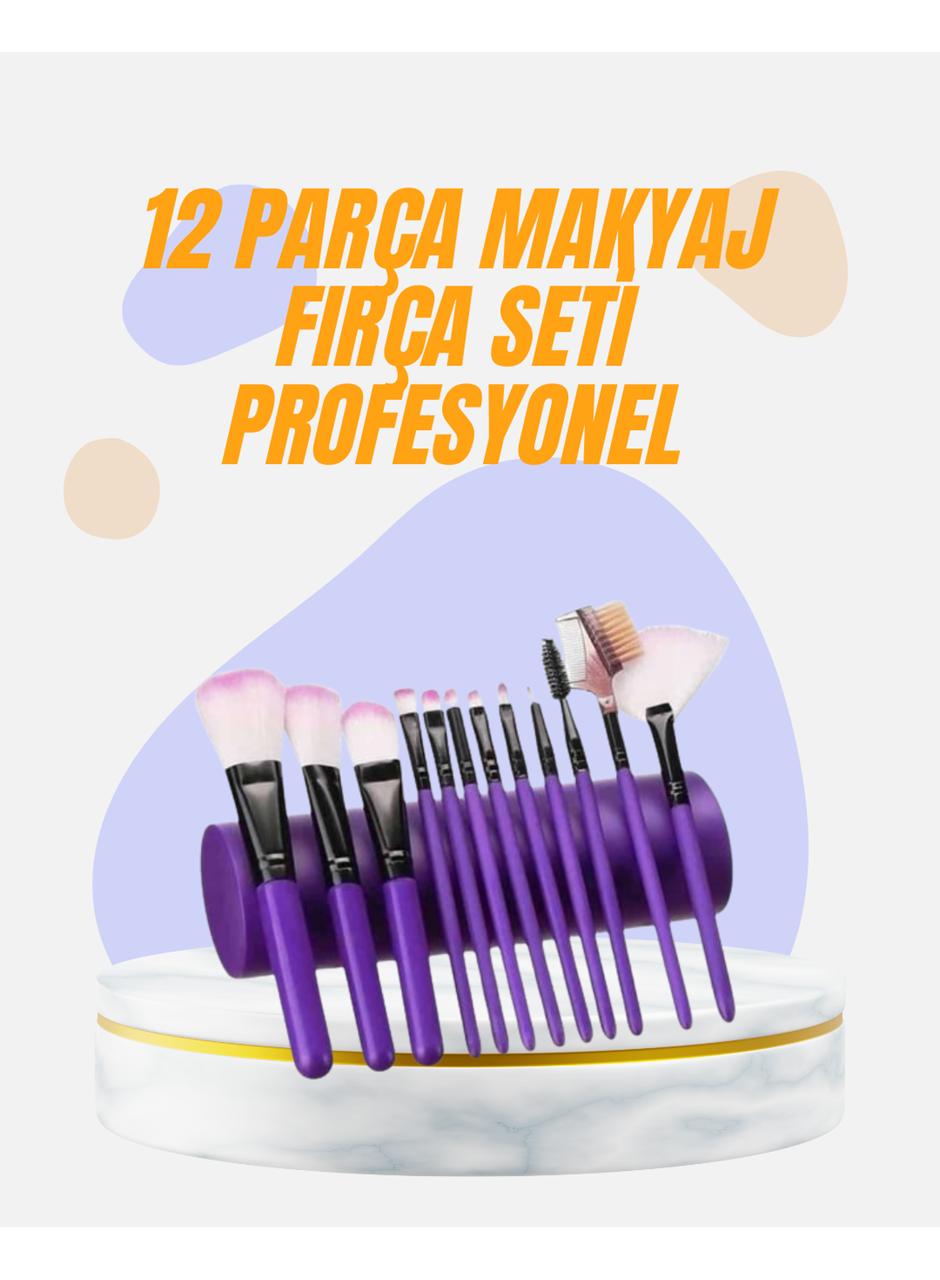 Doğal Görünüm Sağlayan Yumuşak Kıllı 12 Parça Makyaj Fırça Seti Günlük ve Profesyonel Kullanıma Uygun