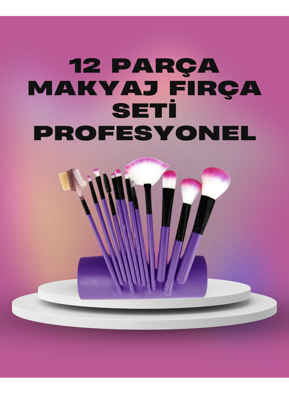 12 Parça Yumuşak Kıllı Makyaj Fırçası Seti Yüz ve Göz Makyajına Uygun Profesyonel Kullanım