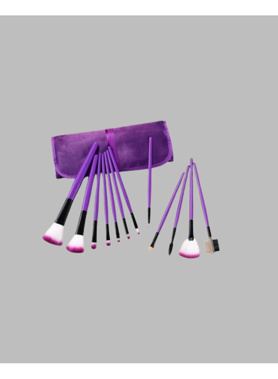 Ergonomik Saplı Fiber Kıllı 12'li Makyaj Fırça Takımı Göz ve Ten Makyajı İçin Uygun