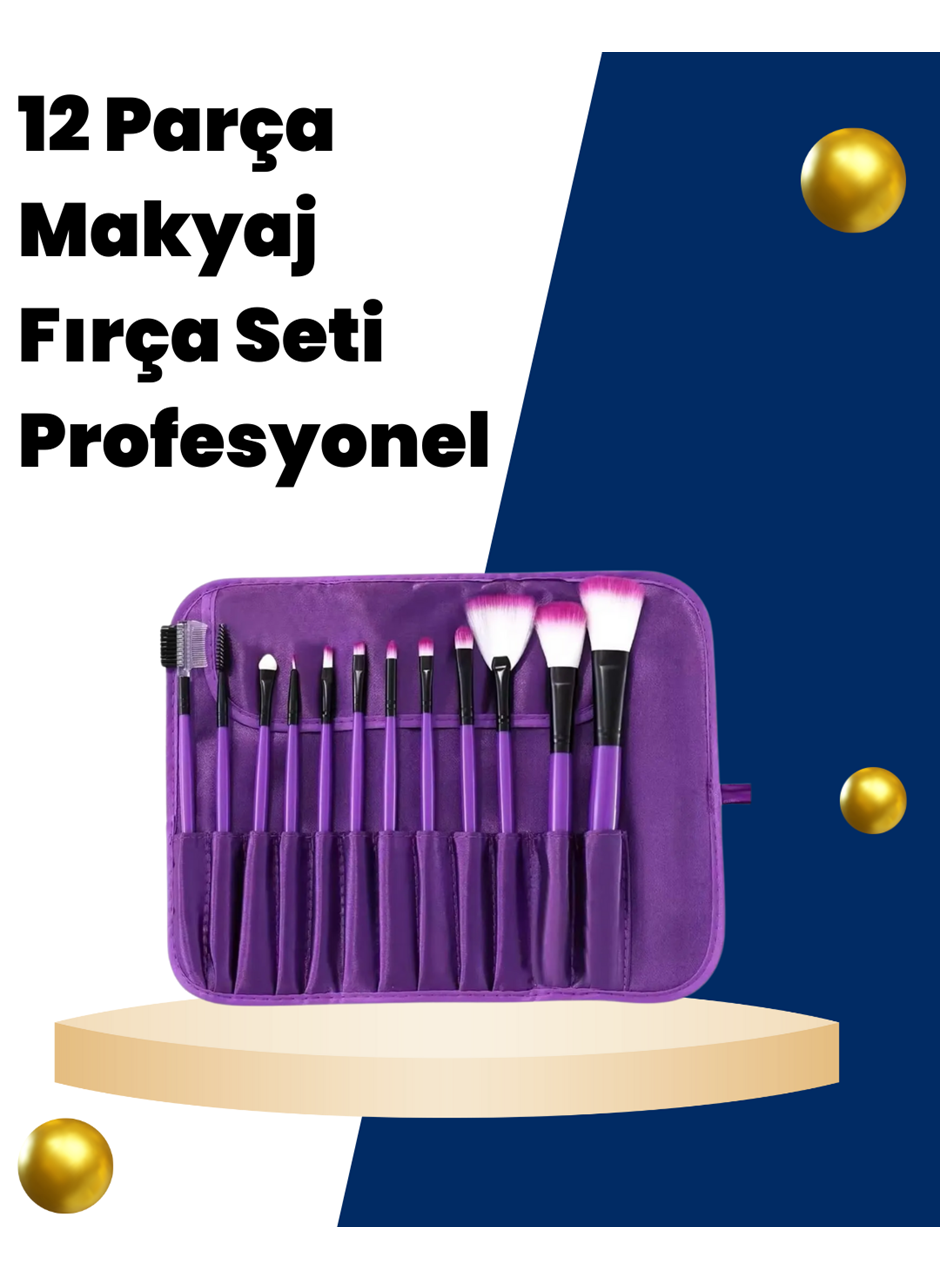 Profesyonel Makyaj Uygulamalarına Özel 12 Parça Kompakt ve Hafif Makyaj Fırça Seti