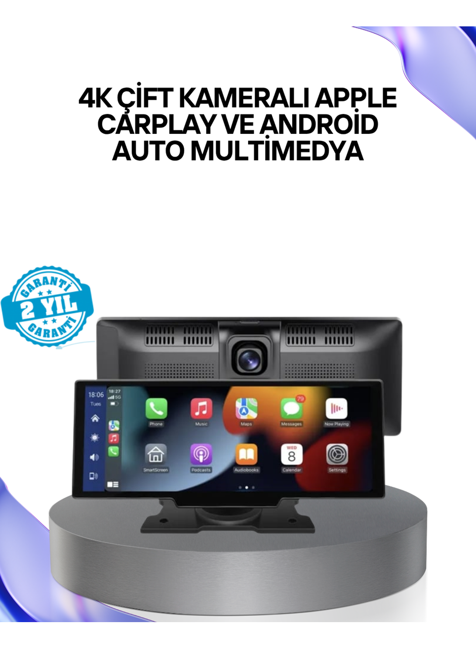 Renault Megane, Clio, Symbol, Captur, Toyota Corolla, Yaris, C-HR, Ford Focus, Fiesta Uyumlu Kablosuz CarPlay Multimedya 10.26” Dokunmatik Ekran