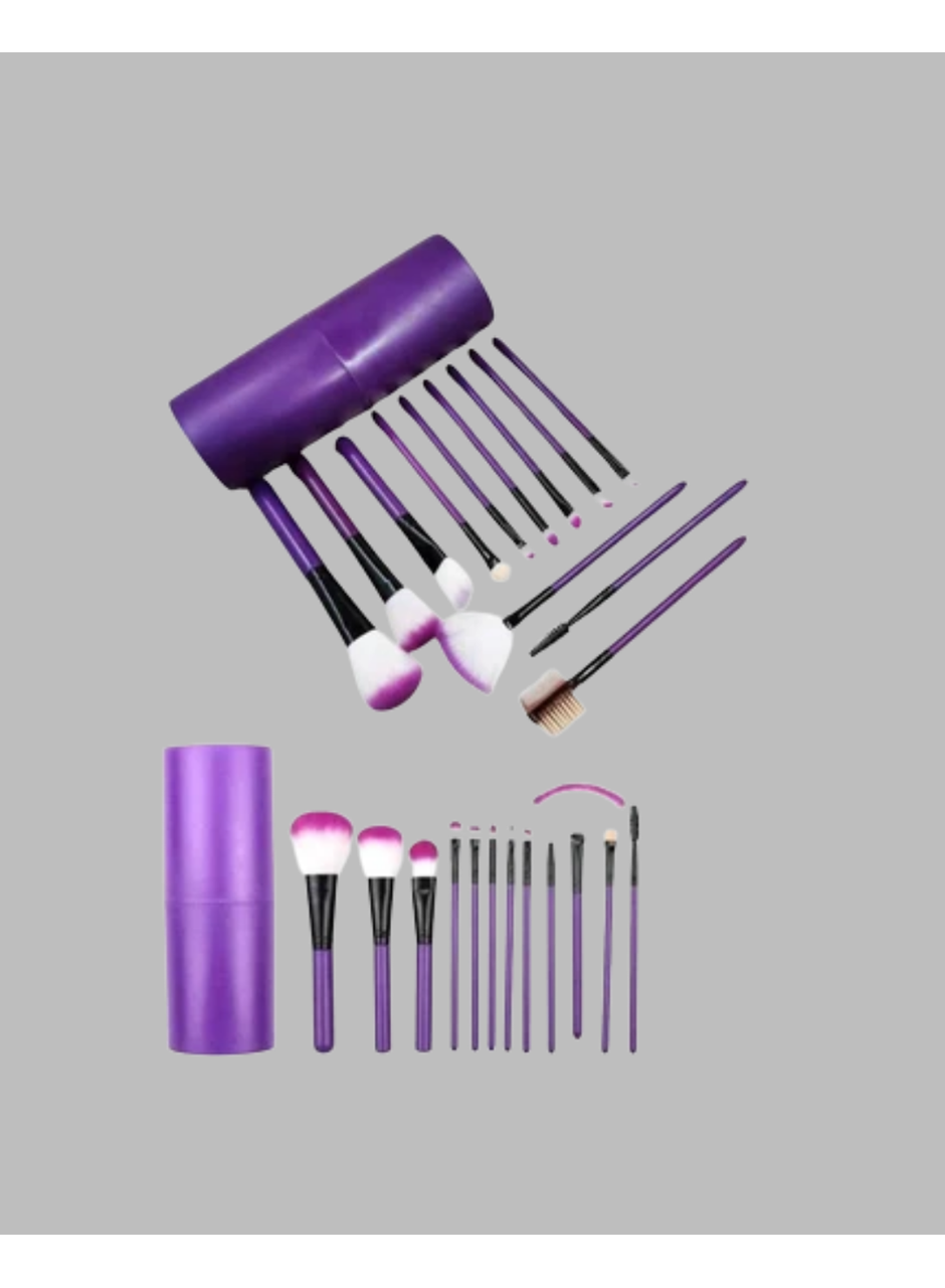 Yumuşak Fiber Kıllardan Oluşan 12'li Makyaj Fırçası Seti Göz Farı Allık ve Kontür İçin