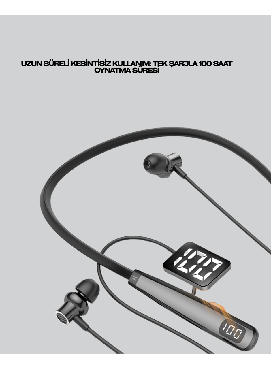 Y12 Bluetooth Boyun Bantlı Kulaklık – 100 Saat Pil, Bluetooth 5.3, Dokunmatik Kontrol